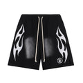Hellstar Flame Graphic Shorts Black and White